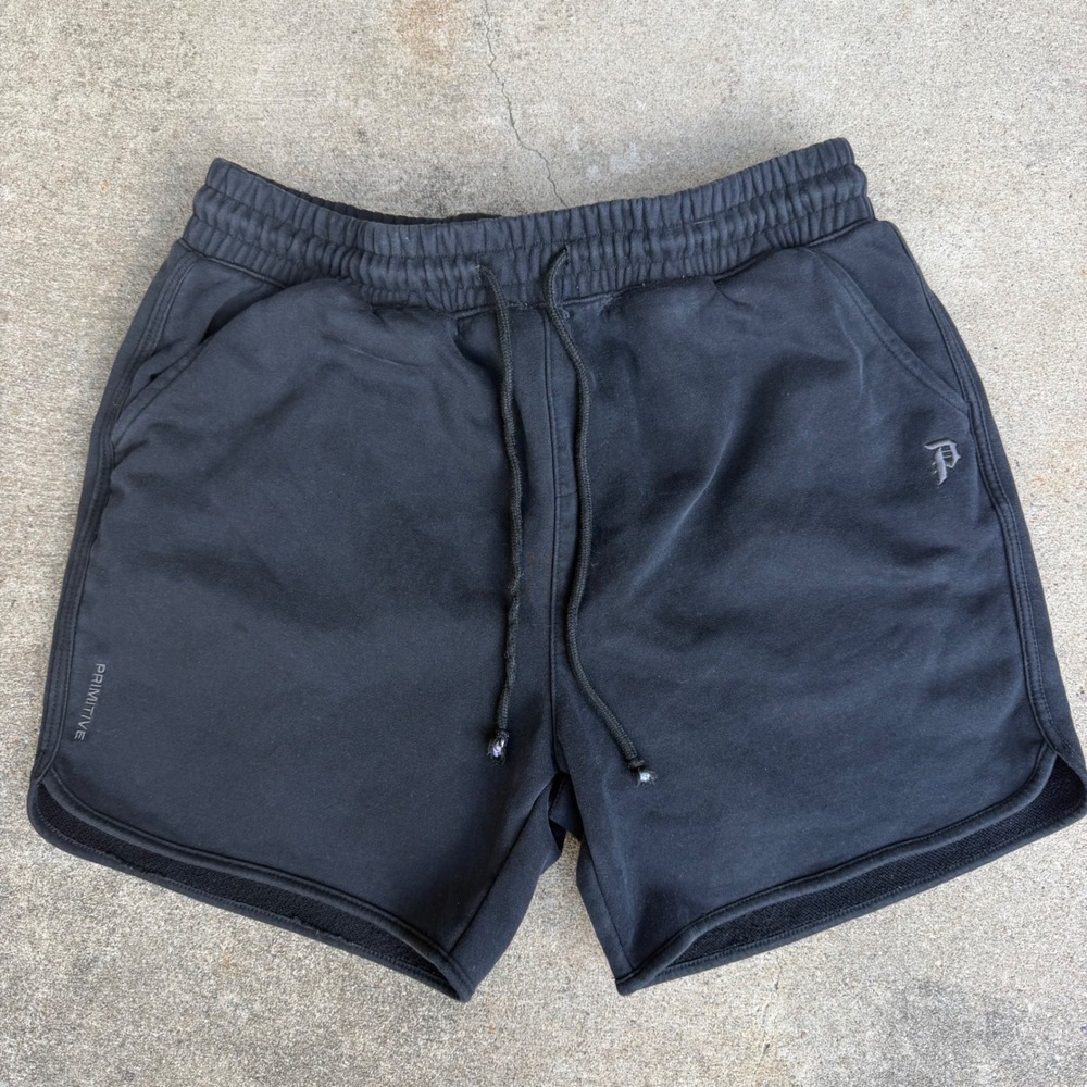 Primitive Skateboarding Mens Shorts Black Fleece Streetwear Vintage Y2K Large